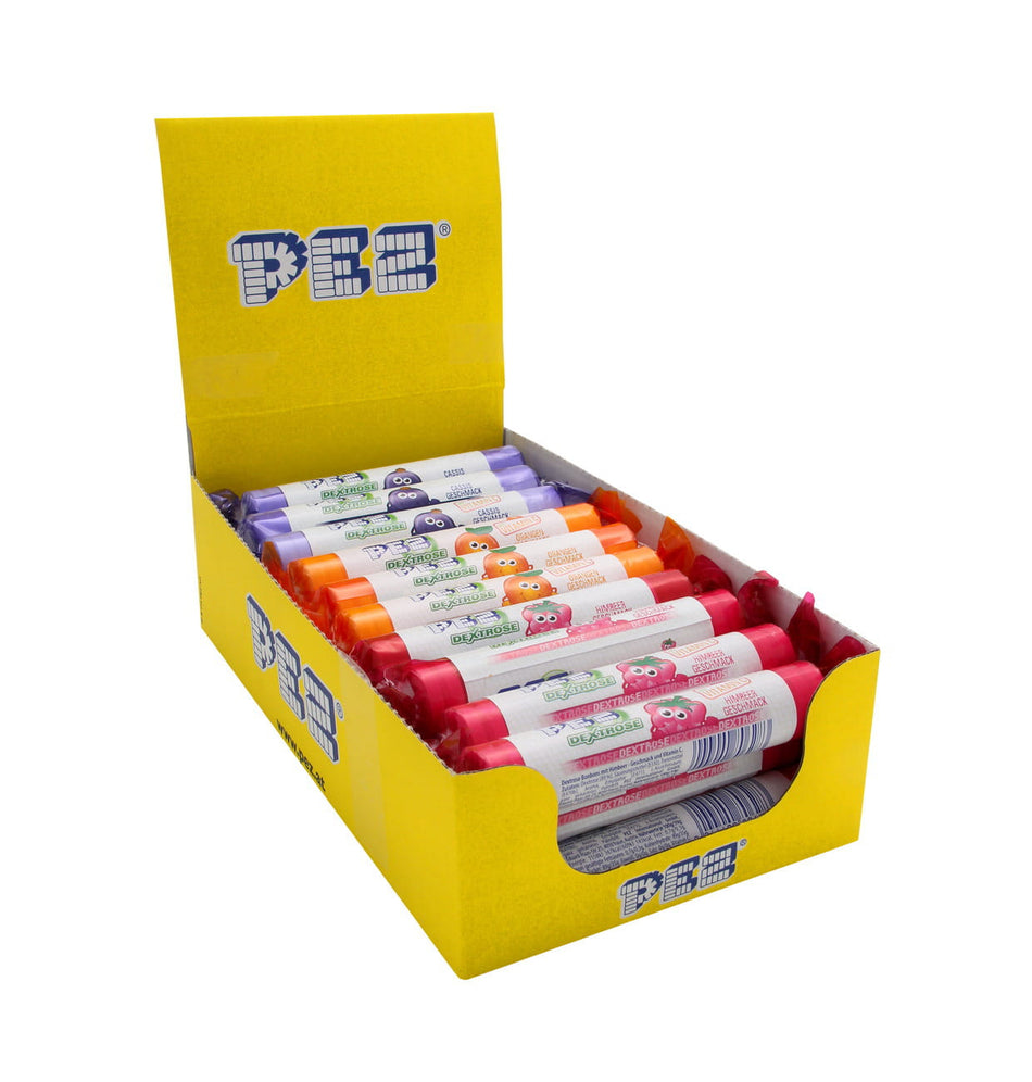 Traubenzuckerrolle Himbeer, Orange, Cassis Mischkarton 39g