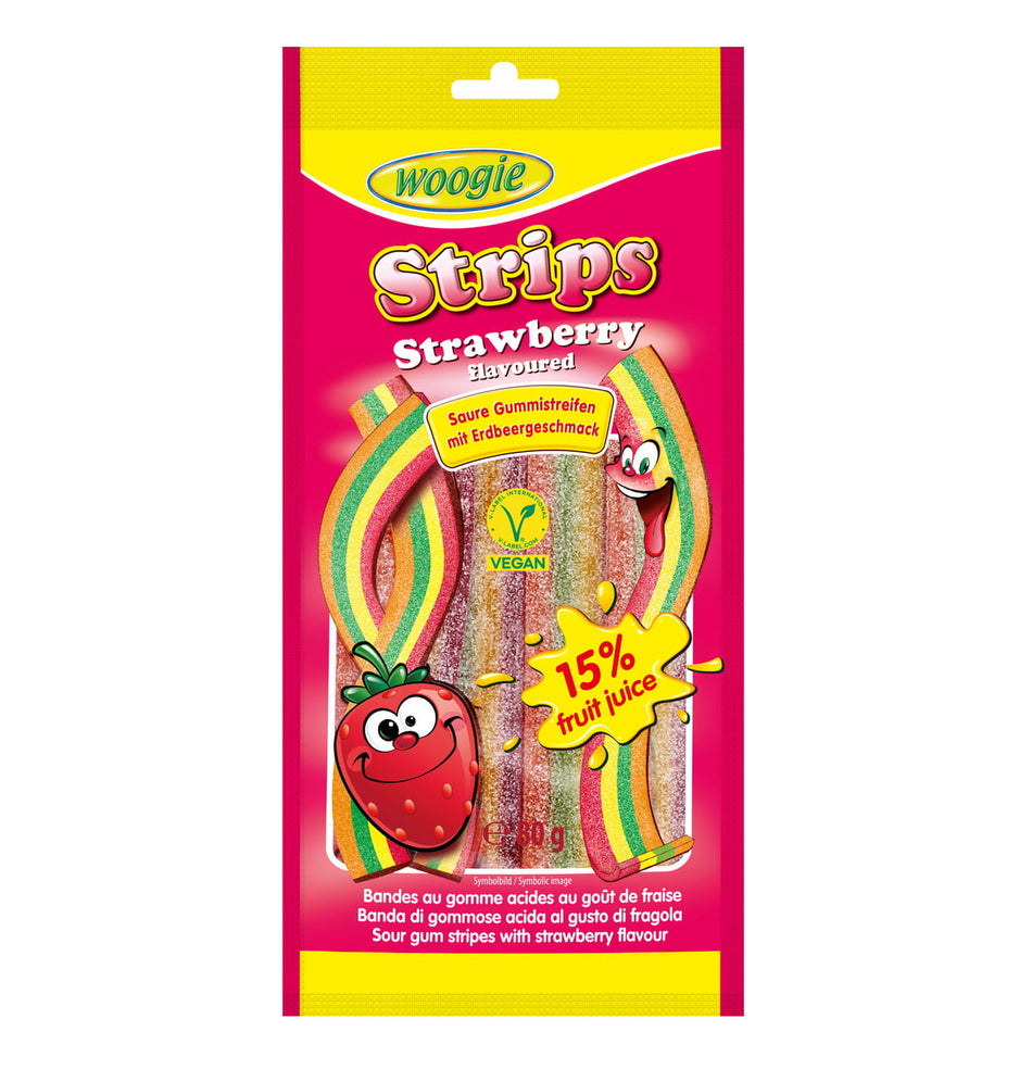Sour Strawberry Strips 80g