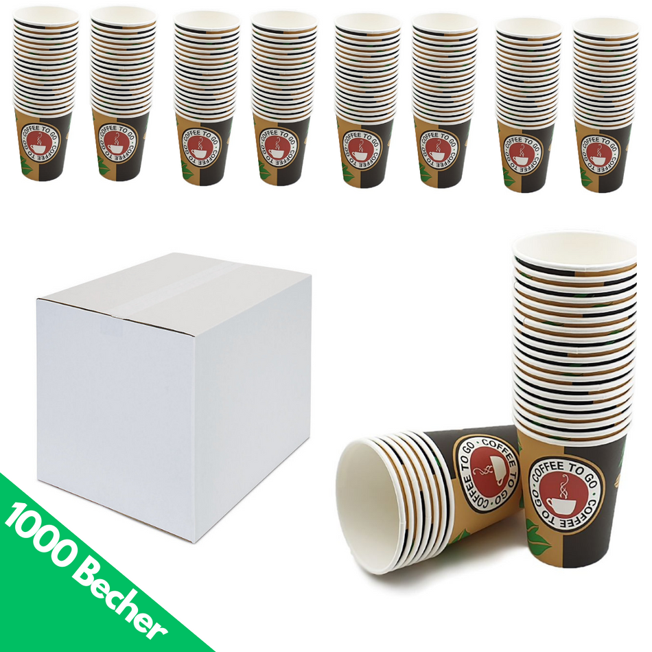 Kaffeebecher Pappbecher to go 0.2 l - 8oz [1000 Becher]