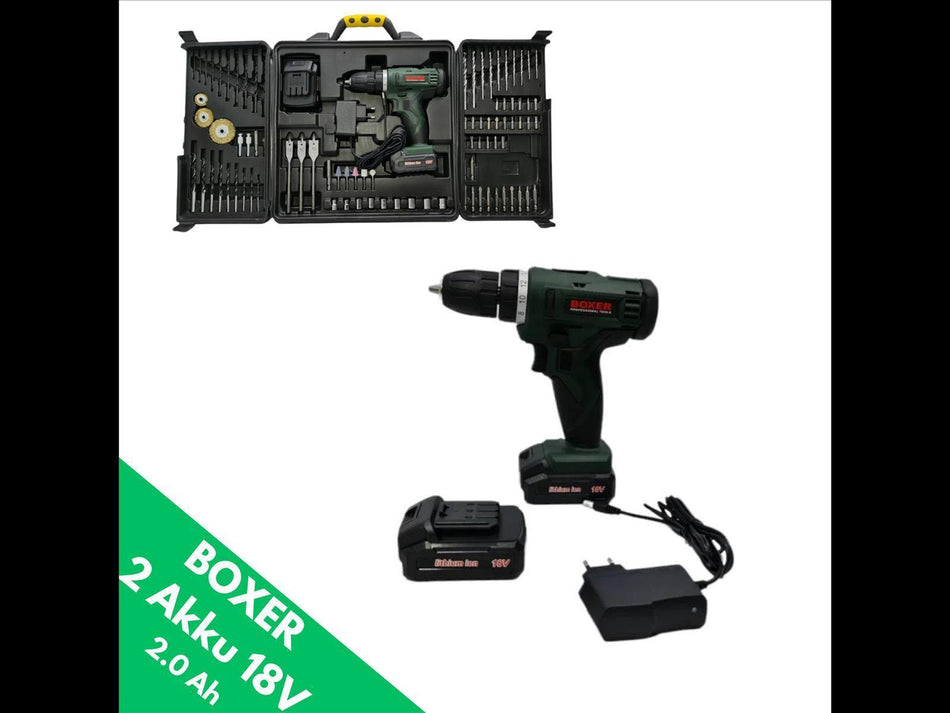 Boxer Akkuschrauber Set 18V 2.0 Ah - 2X Akku mit Zubehör