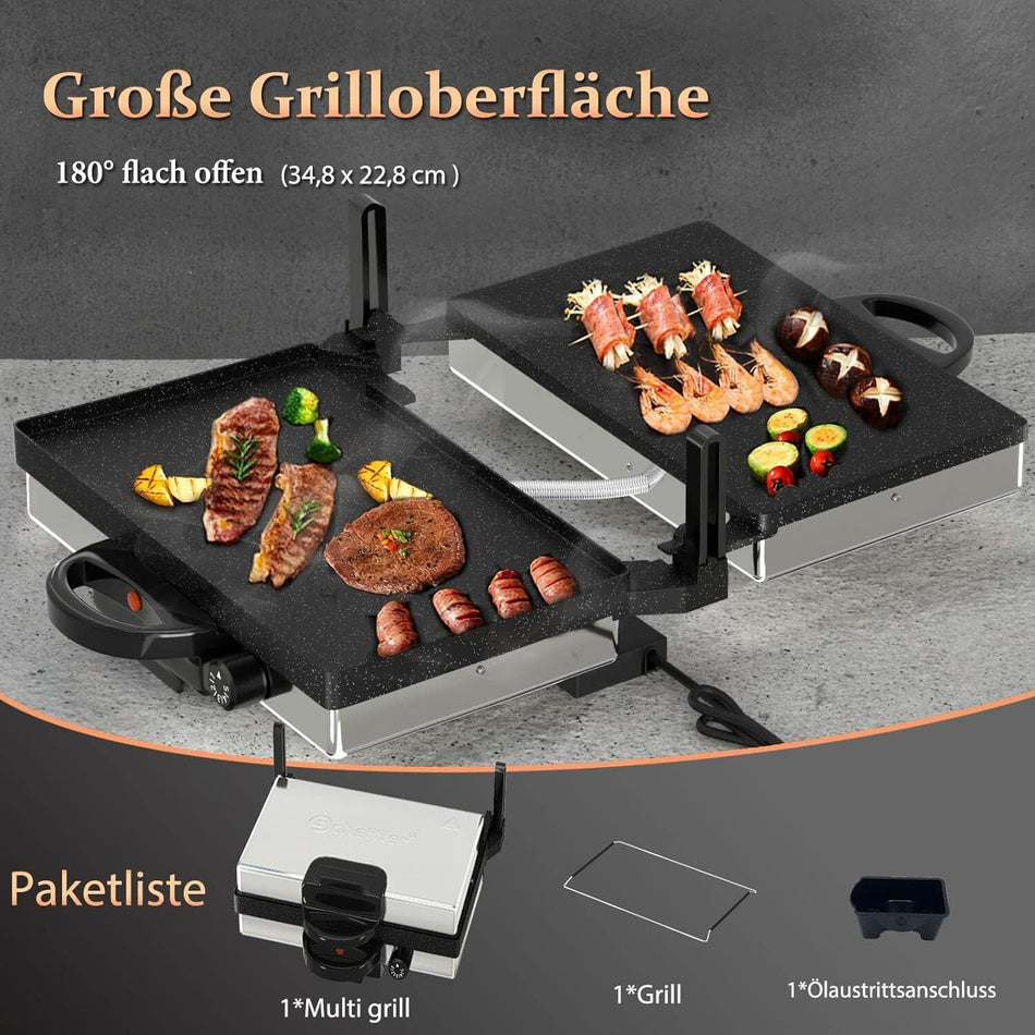 2000W Multigrill Kontaktgrill Lahmacun Makinasi  Edelstahl