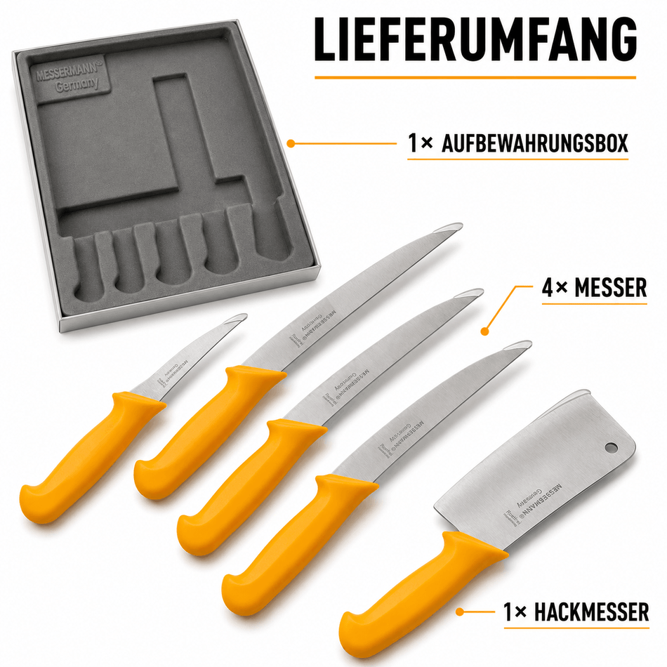 Messer Set 5 tlg. Metzgermesser Kochmesser Rostfrei Fleischmesser
