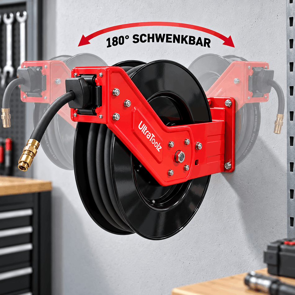 UltraToolz  Automatik Druckluft Schlauchtrommel Metall l 20M mit Schnellkupplung