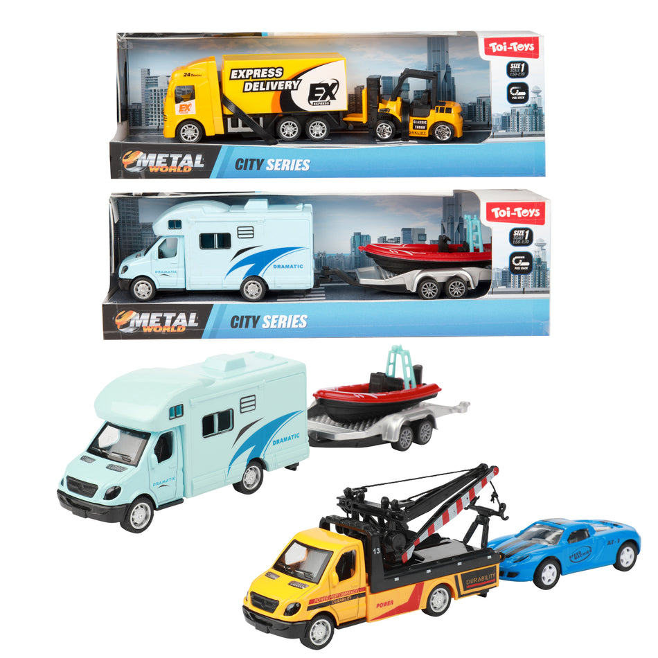 METAL Wohnmobil_LKW Rückzug+Anhänger+Fahrzeug 6Var