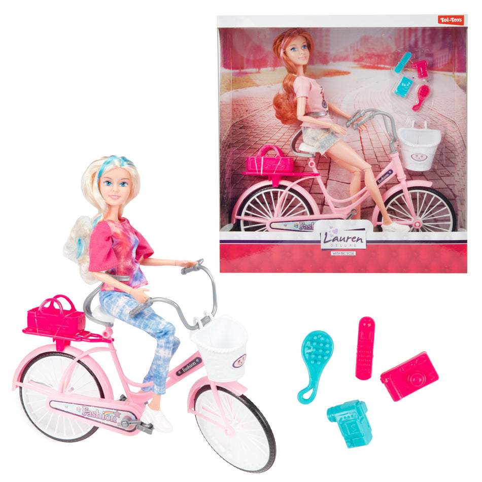 LAUREN Teenager-Puppe auf Fahrrad mt Zbh 2Var