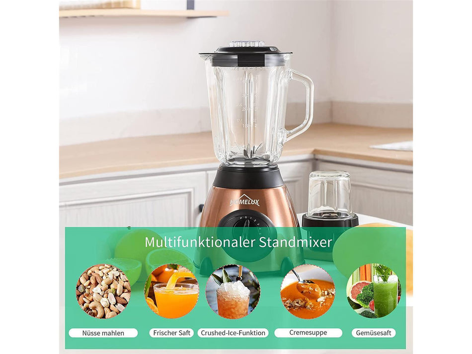 Standmixer 1.5L Smoothie Frucht Maker Cocktail Mixer Blender Glas