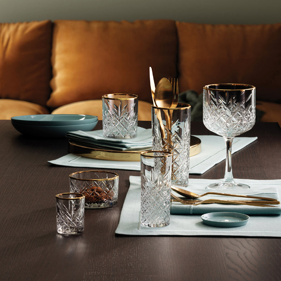 Pasabahce GOLDEN TOUCH Elysia 2 Trinkgläser mit Schüssel Set Timeless Gold 355 / 235 ml