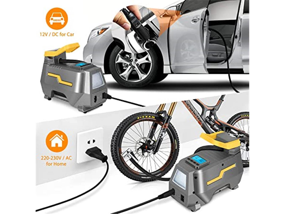 Tragbarer Luftkompressor Reifenfüller AC/DC Elektropumpe für Auto DC 12V