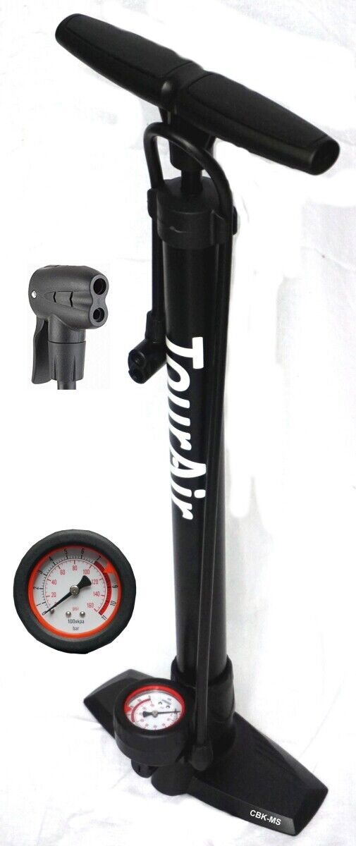 TOUR-AIR Standpumpe für Auto Dunlop Sclaverantventil Fahrradpumpe