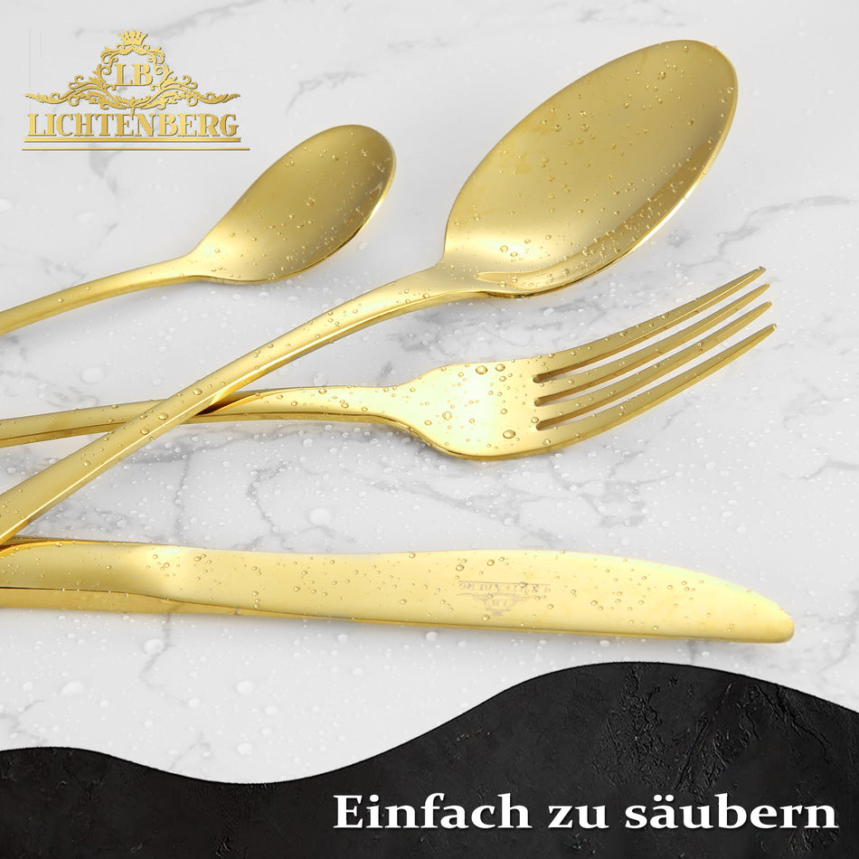 LB Besteck Set GOLD 72teilig 18/10 Edelstahl für 12 Personen