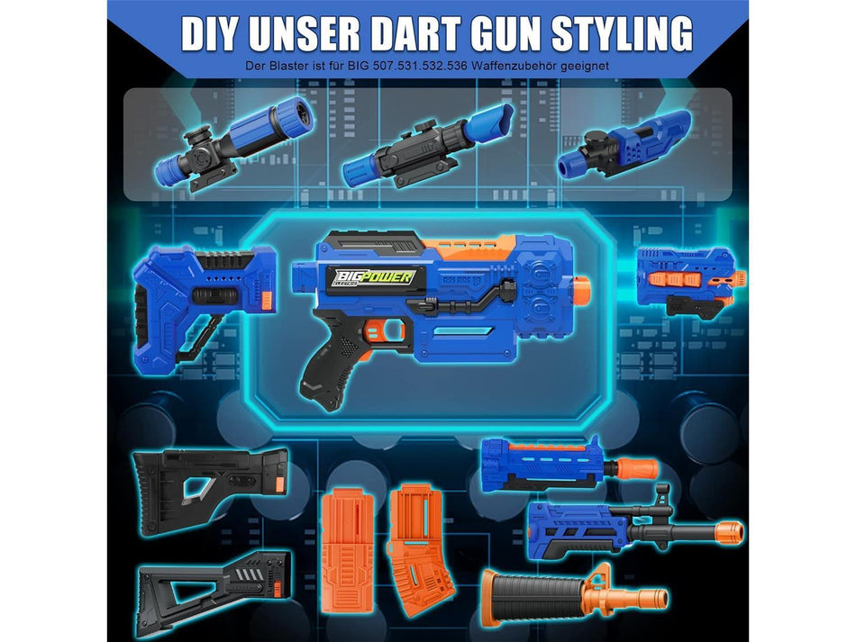 Bigpower Electric Dart Blaster Motorisiertes Scharfschützengewehr mit 2 Clips und 100 Schaumstoffpfeilen Kompatibel mit den wichtigsten Marken Kinderspielzeug für 8-12+ Jugendliche Erwachsene