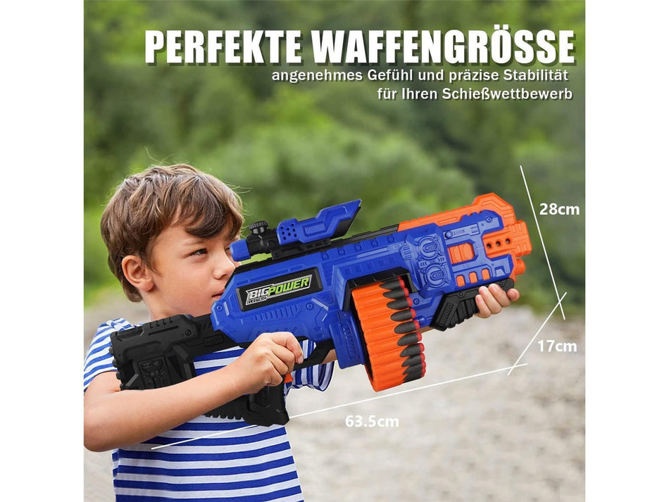 Bigpower Electric Automatisch Blaster Gun 30-Dart Rotating Drum Spielzeug Pistole für Jungen 8-12+ Elektrische Schaumstoff Dart Blaster mit 100 Darts Kompatibel mit der Primärmarke