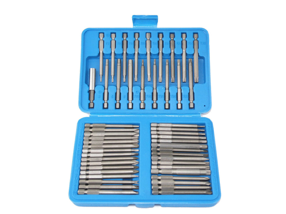 Langbit Bit Bits Set 75mm CrV PH PZ Spline Tri Wing 1/4" Sicherheitsschraub  50 tlg.