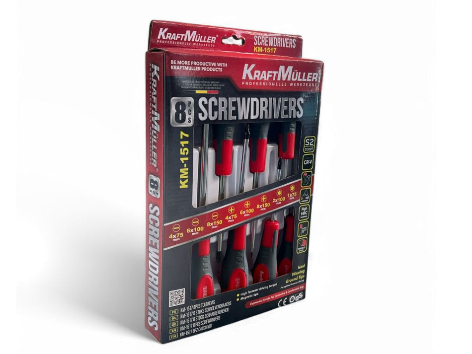 KraftMüller Schraubendrehersatz Schraubenzieher Schlitz Kreuzschlitz 8 tlg.
