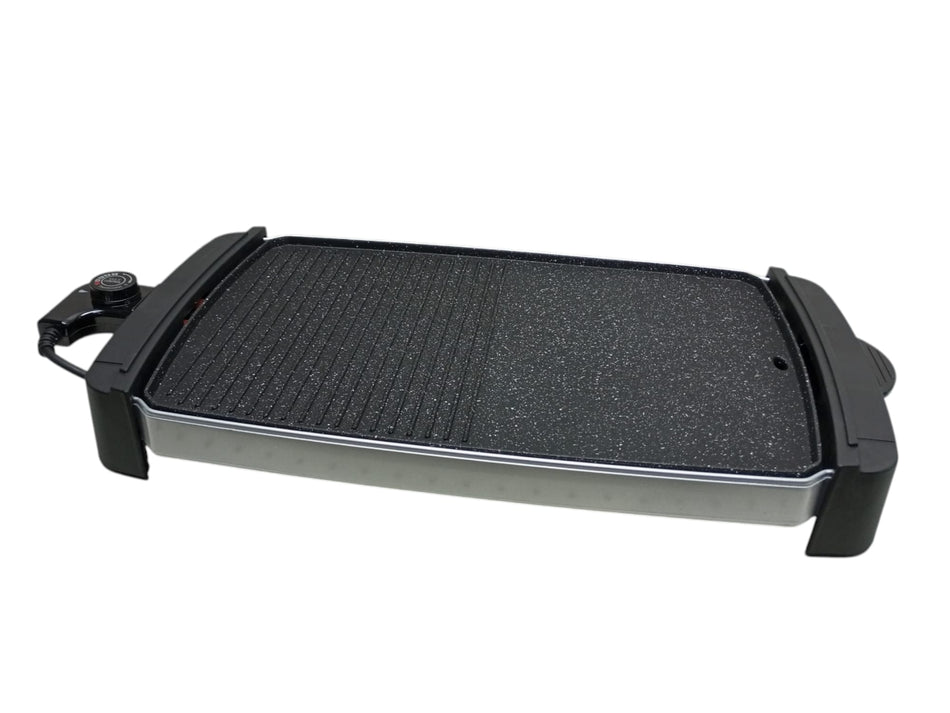 Eisenbach Elektro Tischgrill BBQ Indoor XXL Teppanyaki Grill Platte halb geriffelt