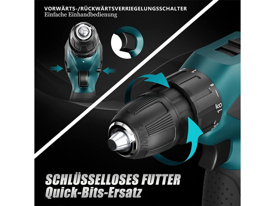 IF-Tools Akku Schrauber Set mit Werkzeug (2x 18V | 2.0Ah)