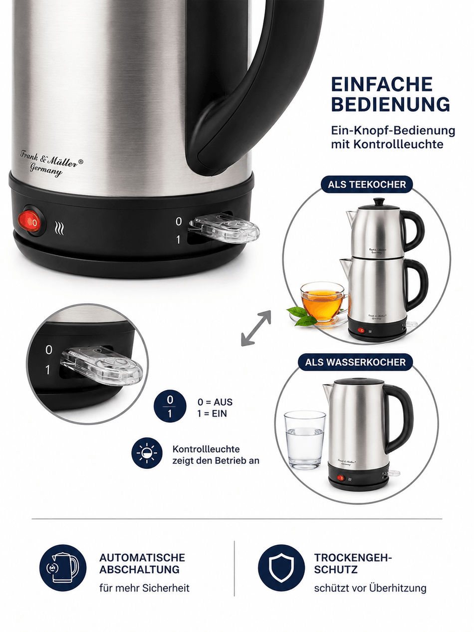 2200W Elektrischer Teekocher Caymatik Samowar 2.7L Wasserkocher
