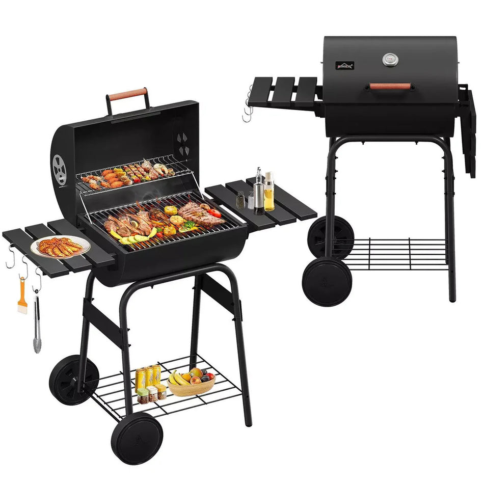 Homelux Holzkohlegrill BBQ Smoker Grillwagen mit Thermometer