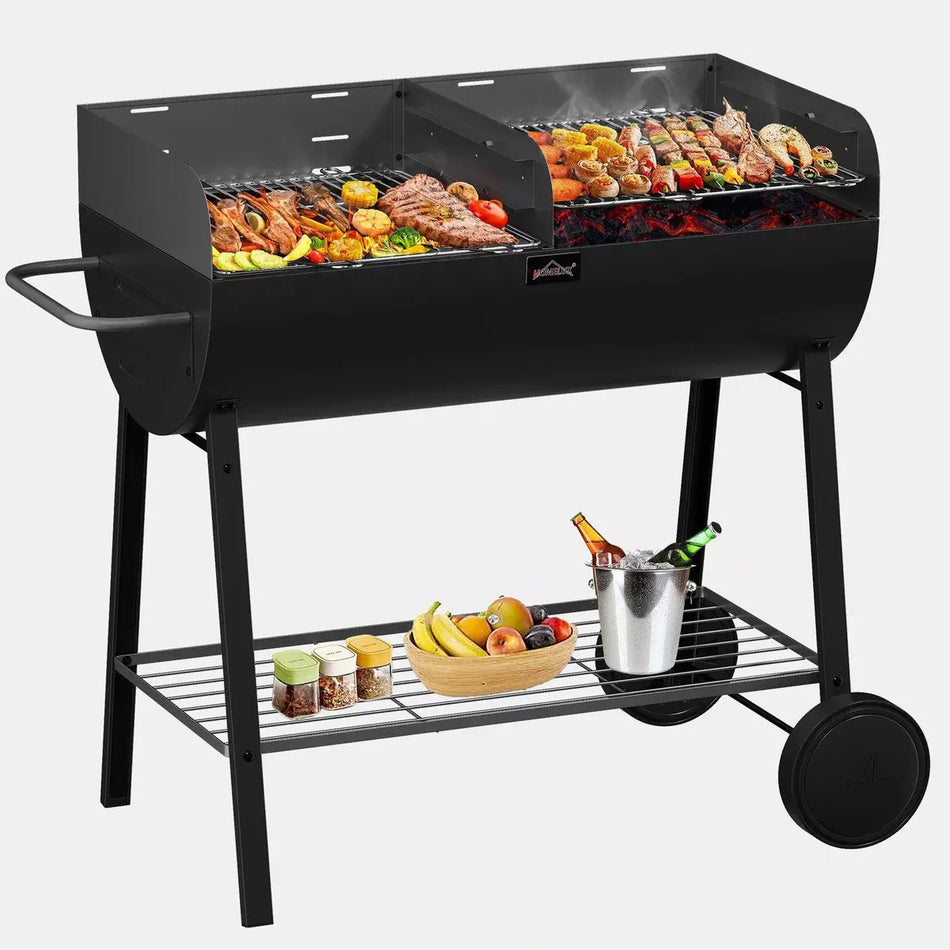 Homelux XXL Holzkohlegrill Mobiler Grillwagen