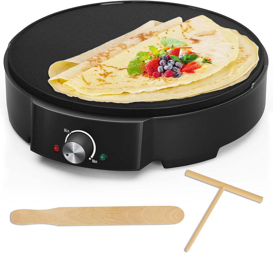 HOMELUX Crepes Maker Ø30 cm 1200W Antihaftbeschichtet + Verteiler