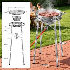 HOMELUX Edelstahl Paellaset 3,4 kW modularer Gaskocher mit 41 cm Edelstahlpfanne höhenverstellbaren Beinen für den Gartenbereich Gaskocher