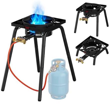 HOMELUX Hockerkocher 11,5 kW höhenverstellbarer Outdoor-Gaskocher aus Gusseisen für Camping & den Garten Gaskocher