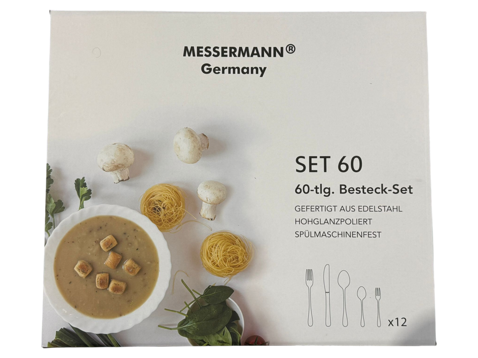 Besteck Set SILBER 60 tlg 18/10 Edelstahl für 12 Personen
