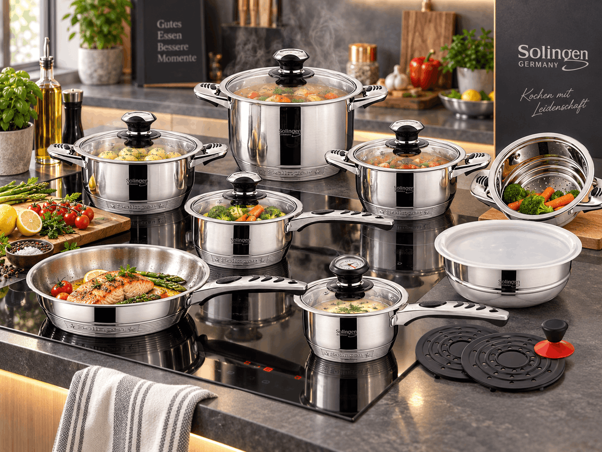 Solingen Profi Topfset 16 tlg. Kochtopf Induktion 18/10 Edelstahl – repo24