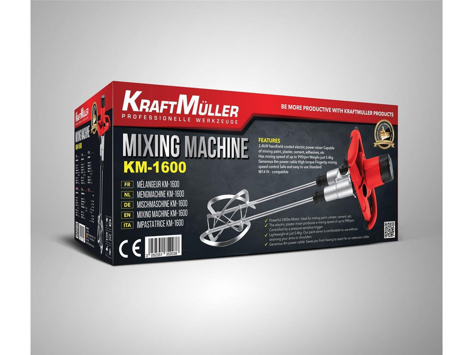 KraftMüller 2400W Doppel Mörtelmischer Rührwerk Zementmischer
