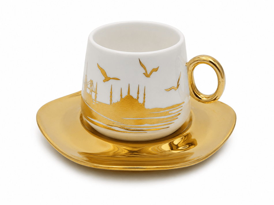 6er Set Mokka Tassen Untertassen - Istanbul 90ml