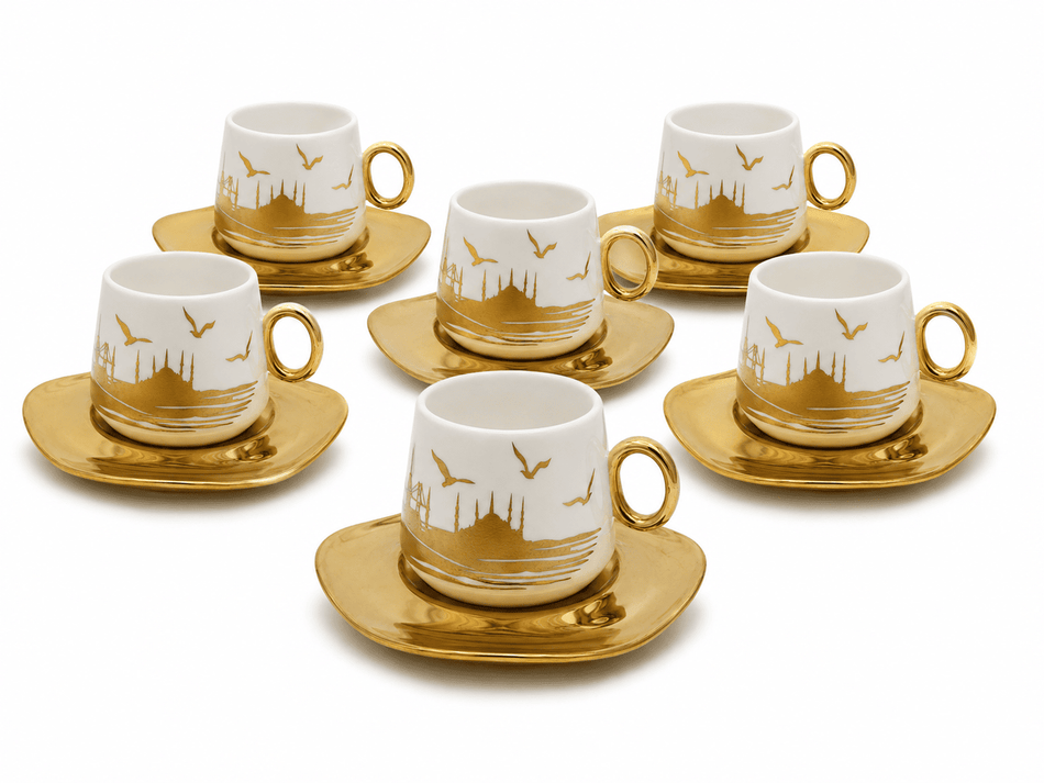 6er Set Mokka Tassen Untertassen - Istanbul 90ml