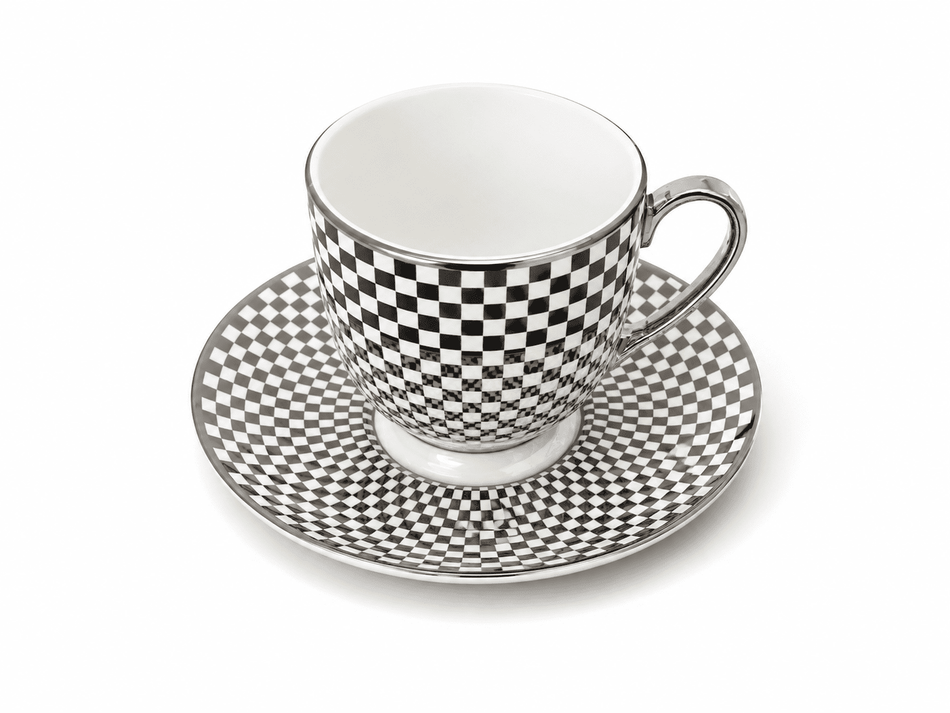 6er Set Porzellan Kaffeetassen und Untertassen - 190ml
