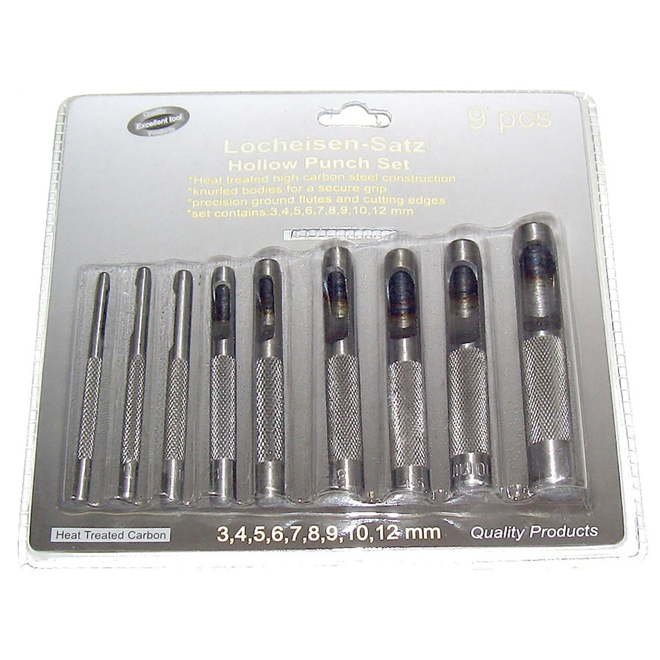 Locheisen-Set 3-12mm 9 tlg.