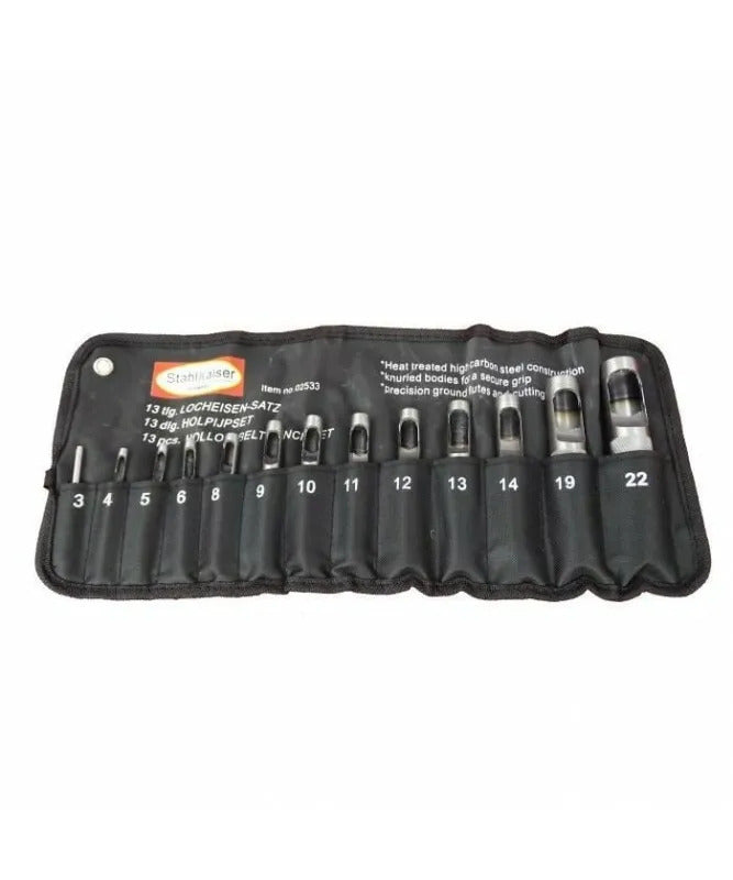 Stahlkaiser Locheisen Satz 3-22mm Henkellocheisen Lochstanzer 13 tlg.