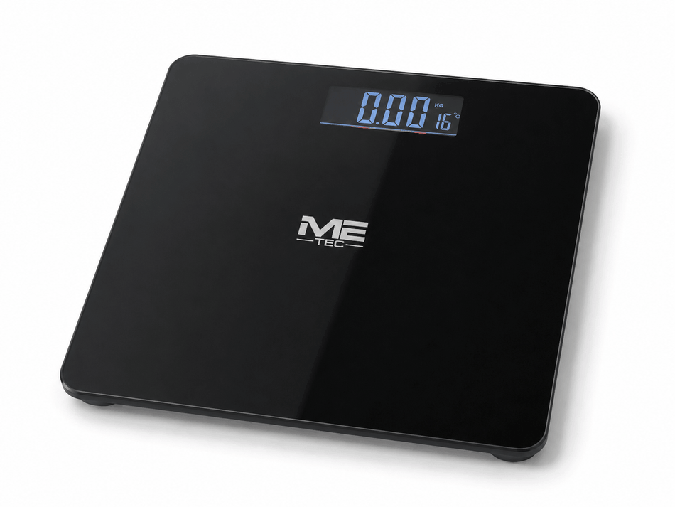 Personenwaage mit Innenthermometer  Schwarz  Glas