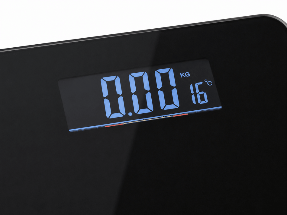 Personenwaage mit Innenthermometer  Schwarz  Glas