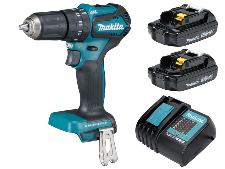 Makita Akkuschrauber Schlagbohrer 18V - 2x Akku + Netzteil DHP483