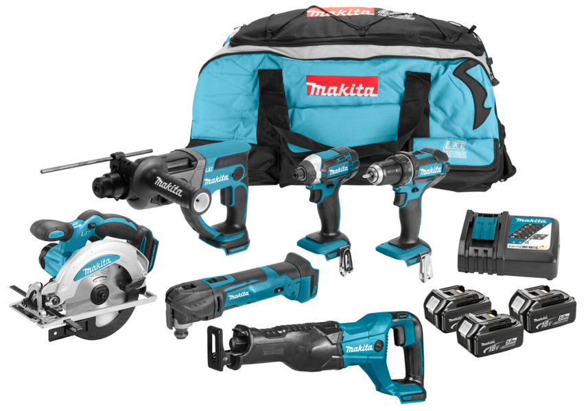 Makita DLX6038T 6in1 Akku Kombiset 18V 5.0 Ah Elektrogeräte Set