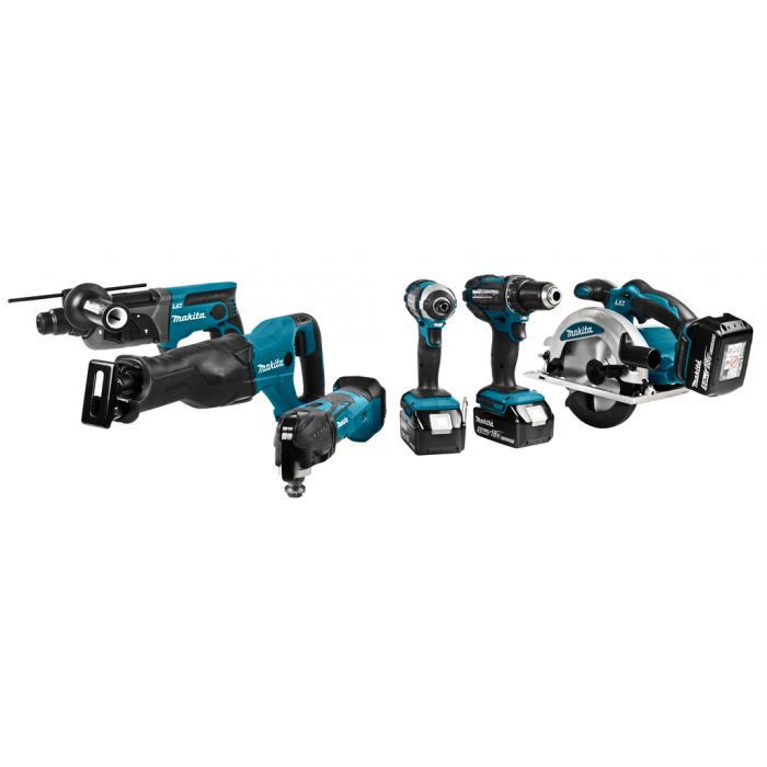 Makita DLX6038T 6in1 Akku Kombiset 18V 5.0 Ah Elektrogeräte Set