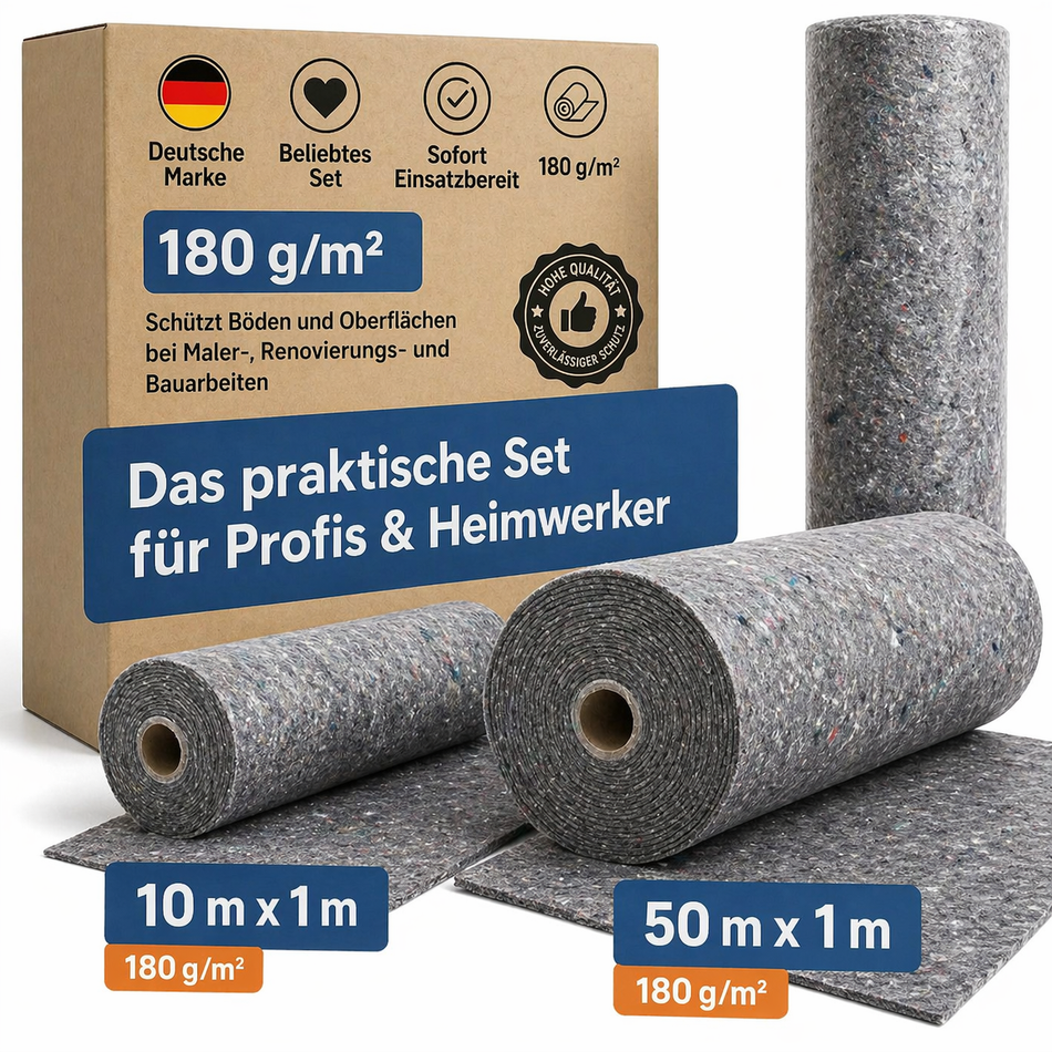 Malerabdeckvlies Grau 10m/50m x 1m 180g/m²