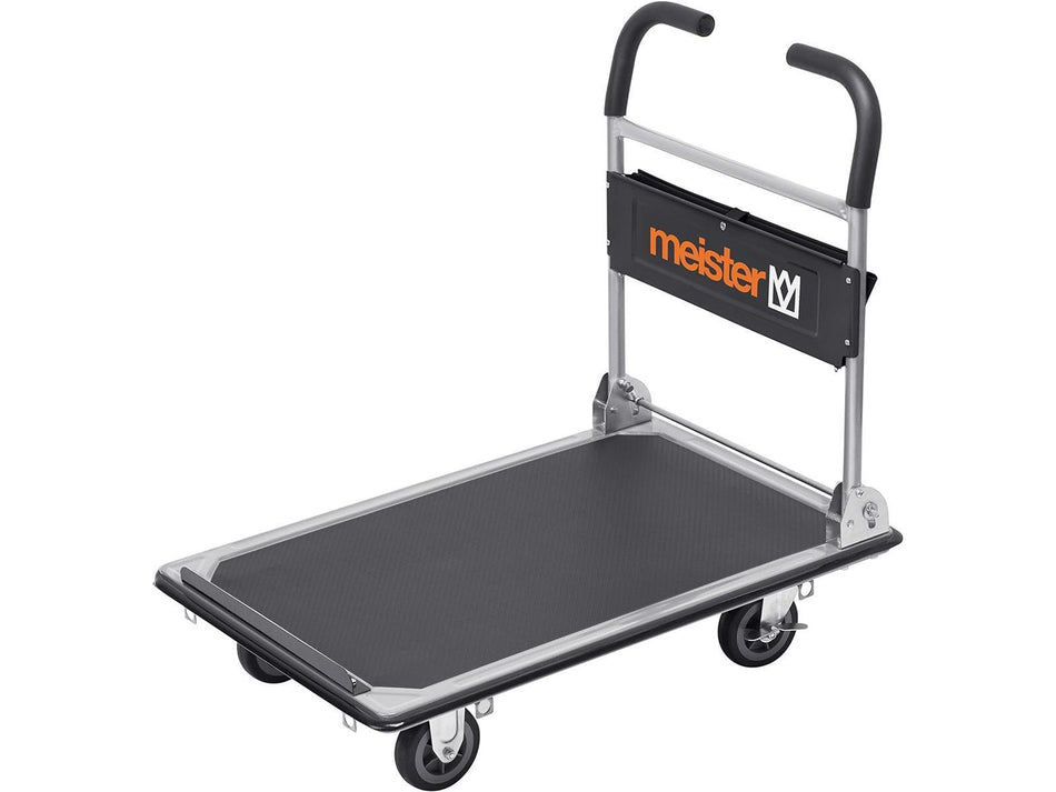 Meister Plattformwagen "cut-off" - Klappbar - Bis 300 kg Tragkraft - Feststellbremse / Transporthilfe mit Lenkrollen / Paketwagen mit Antirutsch-Beschichtung / Klappwagen aus Stahl / 8985630
