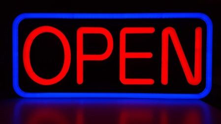 OPEN Schild Neon XXL 50x25 cm Rot-Blau Leuchtschild Neonschild zum Aufhängen