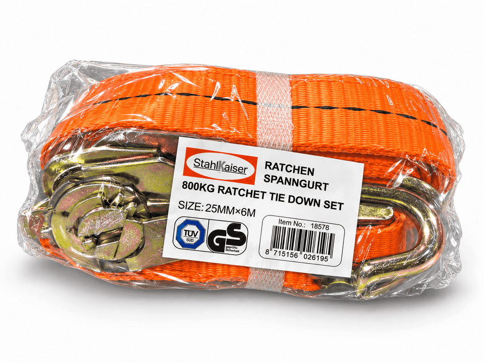Stahlkaiser Spanngurt mit Ratsche  6m x 35 mm 800 Kg