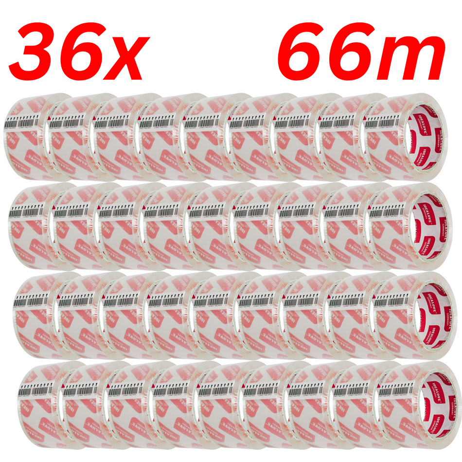 36x Klebeband Packband Paketband 66 m x 5 cm | Transparent