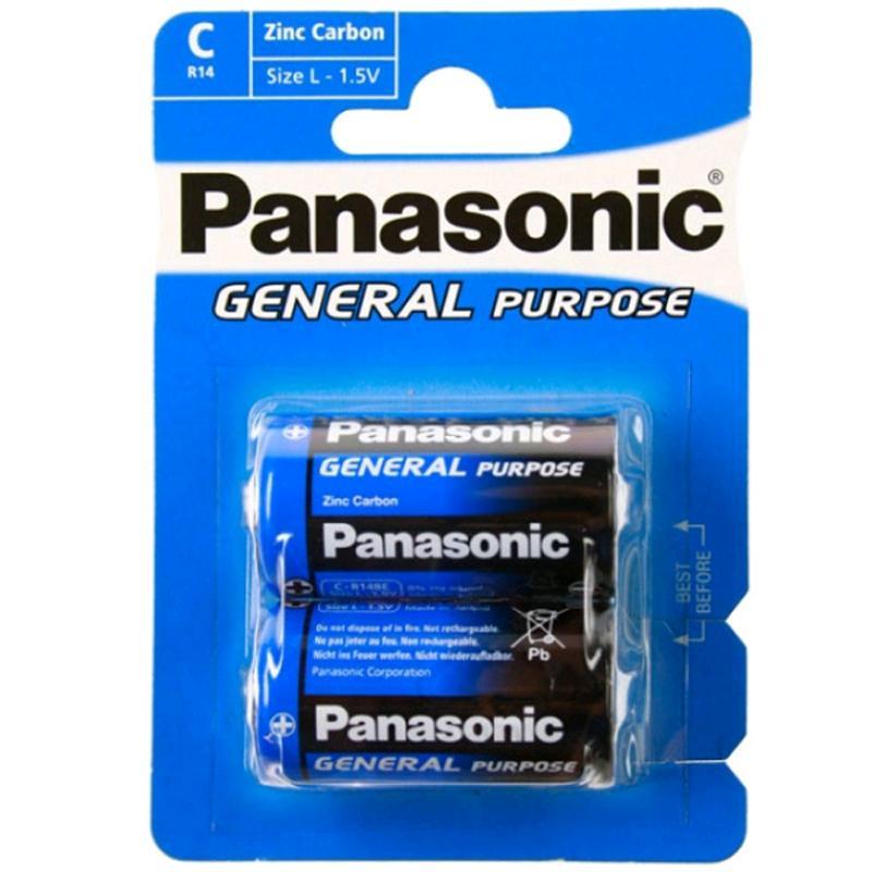 2x Panasonic Batterien  C2 LR14BE Zink Kohle