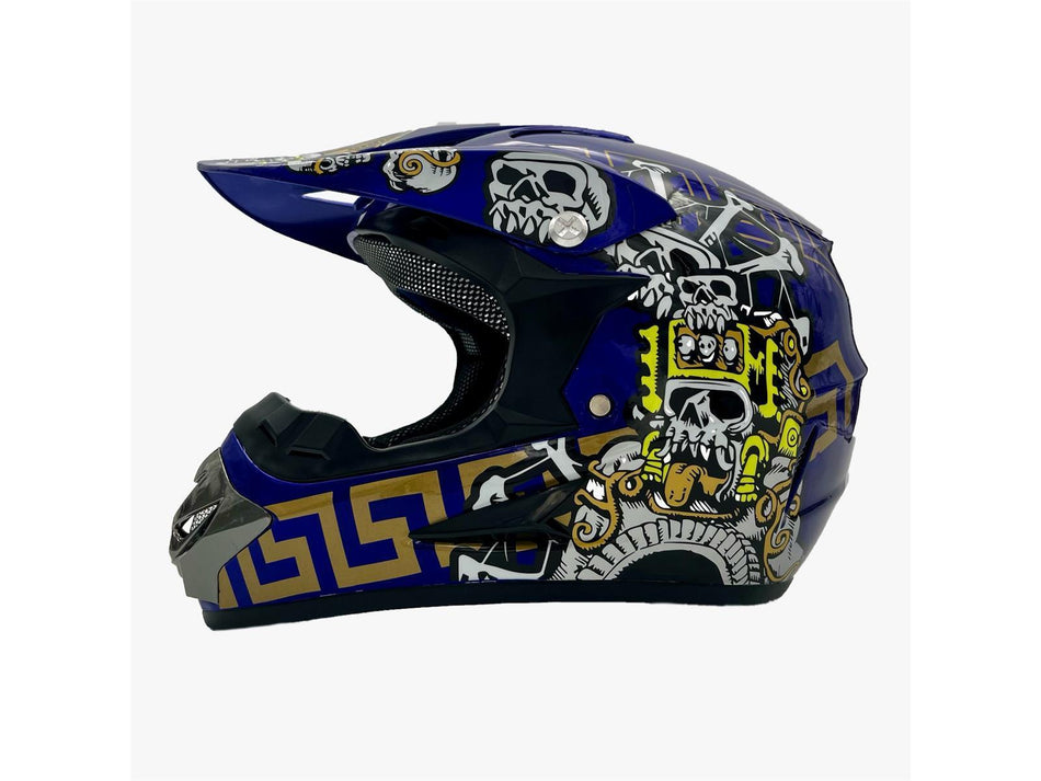 UltraMotors Motorrad Crosshelm UM-R125 Firebone-blue
