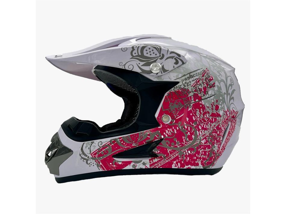 UltraMotors Motorrad Crosshelm UM-R125 Racing-pink