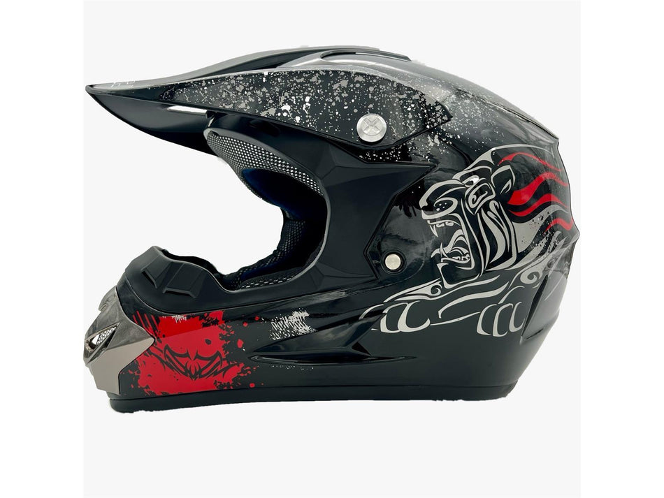 UltraMotors Motorrad Crosshelm UM-R125 Predator-black