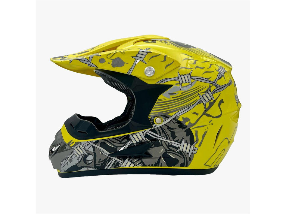 UltraMotors Motorrad Crosshelm UM-R125 Skeleton-yellow
