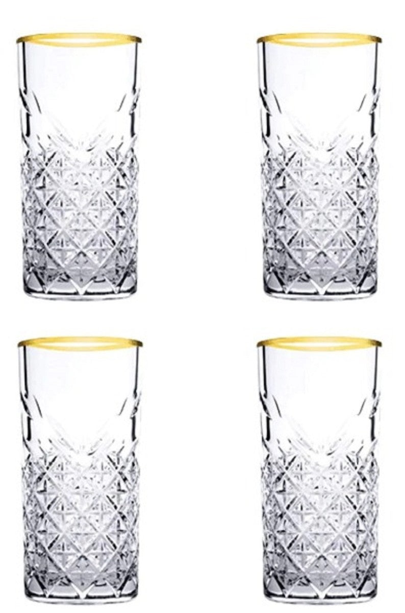 Pasabahce GOLDEN TOUCH Timeless 4Trinkgläser mit Schüssel Set Timeless Gold 450 ml